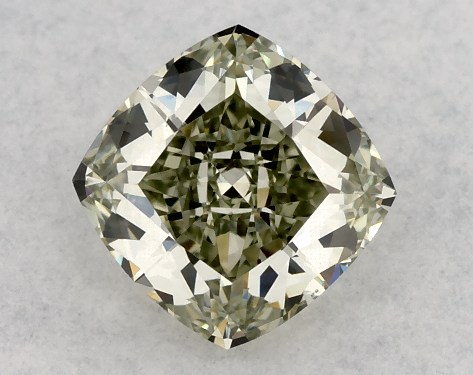 GIA 0.49 Carat Fancy Grayish Yellowish Green-VS2 Cushion Modified Cut Diamond